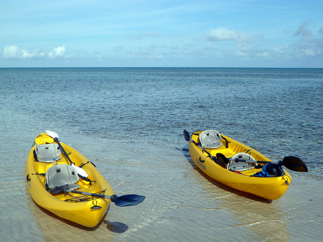  Two Kayaks with Paddles