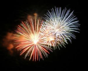 Red, White, and Blue Fireworks on the 4th of July